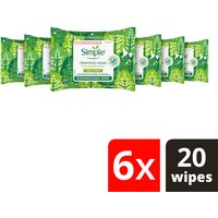 Simple Kind to Skin Biodegradable Cleansing Wipes 20pc Pack of 6
Simple Kind to Skin Biodegradable Cleansing Wipes 20pc Pack of 6