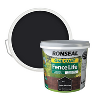 Ronseal One Coat Fence Life Paint Tudor Black Oak - 5L
Ronseal One Coat Fence Life Paint Tudor Black Oak - 5L