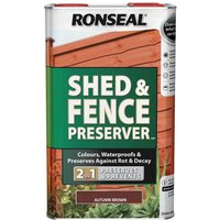 Ronseal Shed & Fence Preserver Autumn Brown - 5L
Ronseal Shed & Fence Preserver Autumn Brown - 5L