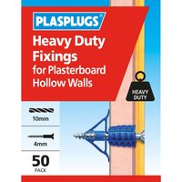 Plasplugs HD Plasterboard Hollow Wall Fixings x 50
Plasplugs HD Plasterboard Hollow Wall Fixings x 50