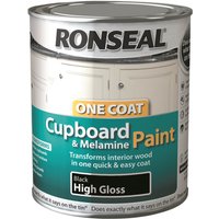 Ronseal One Coat Cupboard Melamine & MDF Paint Black High Gloss 750ml
Ronseal One Coat Cupboard Melamine & MDF Paint Black High Gloss 750ml