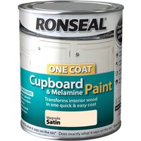 Ronseal One Coat Cupboard & Melamine Paint Magnolia Satin - 750ml
Ronseal One Coat Cupboard & Melamine Paint Magnolia Satin - 750ml