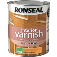 Ronseal Interior Varnish Matt Medium Oak - 750ml 
Ronseal Interior Varnish Matt Medium Oak - 750ml