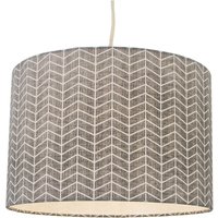 Hadley Herringbone Geometric Printed Lamp Shade - Grey