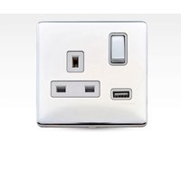 Arlec Metal Screwless 13 Amp 1 Gang Switched Socket with 2 x 2.1 Amp USB Polished Chrome
Arlec Metal Screwless 13 Amp 1 Gang Switched Socket with 2 x 2.1 Amp USB Polished Chrome