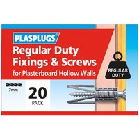 Plasplugs Standard Plasterboard & Screws x 20
Plasplugs Standard Plasterboard & Screws x 20