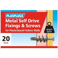 Plasplugs Metal Self Drive & Screws x 20
Plasplugs Metal Self Drive & Screws x 20