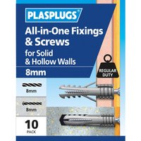 Plasplugs 8mm Multi Purpose & Screws x 10
Plasplugs 8mm Multi Purpose & Screws x 10