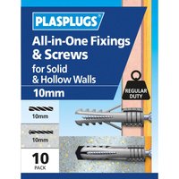 Plasplugs 10mm Multi Purpose & Screws x 10
Plasplugs 10mm Multi Purpose & Screws x 10