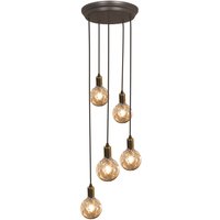 Cognac 5 Light Fitting - Black and Gold
