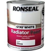 Ronseal Stays White Radiator Paint Gloss - 750ml 
Ronseal Stays White Radiator Paint Gloss - 750ml