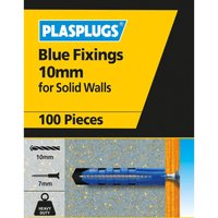 10mm Blue Fixings For Solid Wall 100 Pk
10mm Blue Fixings For Solid Wall 100 Pk