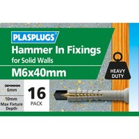 Hammer In Fixings M6 X 40 10 Pk
Hammer In Fixings M6 X 40 10 Pk