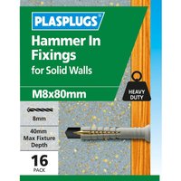 Hammer In Fixings M8 X 80 10 Pk
Hammer In Fixings M8 X 80 10 Pk