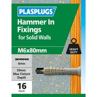 Hammer In Fixings M6 X 80 10 Pk
Hammer In Fixings M6 X 80 10 Pk