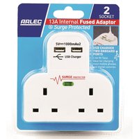 Arlec 2 Socket and 2 USB Surge Adaptor White
Arlec 2 Socket and 2 USB Surge Adaptor White