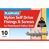 Plasplugs Nylon Self Drive & Screws x 10
Plasplugs Nylon Self Drive & Screws x 10