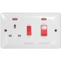 Arlec Slim Line 45 Amp Cooker Control Unit with Neon Indicator White
