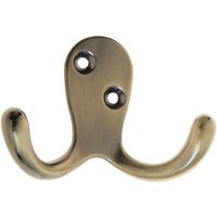 Basic Double Robe Hook - Antique Brass