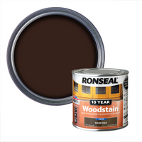 Ronseal 10 Year Woodstain Dark Oak Satin - 250ml
Ronseal 10 Year Woodstain Dark Oak Satin - 250ml