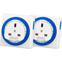 Arlec 24 Hour Compact Timer Socket White 2 Pack