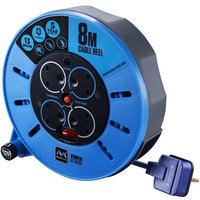 Masterplug Pro XT 4 Socket Cassette Reel 8m Blue