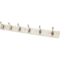 6 Coat Satin Nickel Hooks on Cream Stepped Board
6 Coat Satin Nickel Hooks on Cream Stepped Board