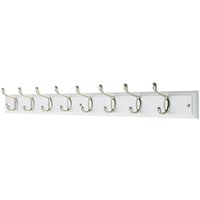 8 Coat Satin Nickel Hooks on White Stepped Board
8 Coat Satin Nickel Hooks on White Stepped Board