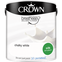 Crown Standard Silk Emulsion Chalky White - 2.5L
Crown Standard Silk Emulsion Chalky White - 2.5L