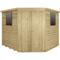 8x8ft Forest Overlap Pressure Treated Corner Shed -incl. Installation
8x8ft Forest Overlap Pressure Treated Corner Shed -incl. Installation