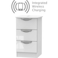 Portofino White Gloss 3 Drawer Bedside Cabinet - Rechargeable
Portofino White Gloss 3 Drawer Bedside Cabinet - Rechargeable