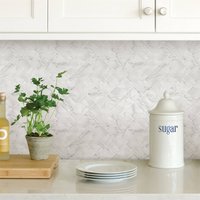 Herringbone Carrera Peel and Stick Self Adhesive Wall Tiles 
Herringbone Carrera Peel and Stick Self Adhesive Wall Tiles
