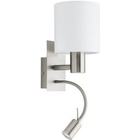Eglo Pasteri Wall Light with LED Reading Lamp - White