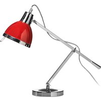 Red Shade and Chrome Adjustable Table Lamp
