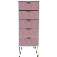 Ice 5 Drawer Bedside Table - Pink