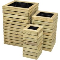 Forest Contemporary Slatted Planter Set