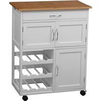 White and Bamboo Top Kitchen Trolley 
White and Bamboo Top Kitchen Trolley