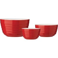 Red Stoneware Mixing Bowl Set