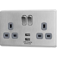 Arlec Fusion 13A 2 Gang Stainless Steel Double switched socket with 2x4A USB
Arlec Fusion 13A 2 Gang Stainless Steel Double switched socket with 2x4A USB
