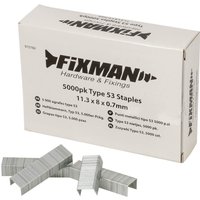 Fixman Type 53 Staples 5000 Pack 11.25 x 8 x 0.75mm
Fixman Type 53 Staples 5000 Pack 11.25 x 8 x 0.75mm