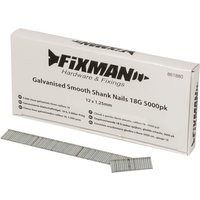 Fixman Galvanised Smooth Shank Nails 18G 5000 Pack 12 x 1.25mm 
Fixman Galvanised Smooth Shank Nails 18G 5000 Pack 12 x 1.25mm