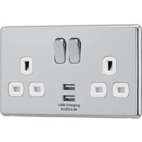 Arlec Fusion 13A 2 Gang Polished Chrome Double switched socket with 2x4A USB
Arlec Fusion 13A 2 Gang Polished Chrome Double switched socket with 2x4A USB