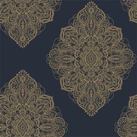 Arthouse Henna Damask Smooth Metallic Navy and Gold Wallpaper
Arthouse Henna Damask Smooth Metallic Navy and Gold Wallpaper