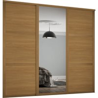 Shaker 3 Door Sliding Wardrobe Kit Oak Panel / Mirror with Oak Frame (W)2136 x (H)2260mm 
Shaker 3 Door Sliding Wardrobe Kit Oak Panel / Mirror with Oak Frame (W)2136 x (H)2260mm