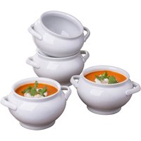 Set of 4 Deep Soup Bowls with 2 Handles - White 
Set of 4 Deep Soup Bowls with 2 Handles - White