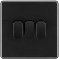 Arlec Rocker 10A 3Gang 2Way Jet Black Triple light switch