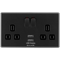 Arlec Rocker Charcoal Grey Double USB Socket 2 x 4A USB