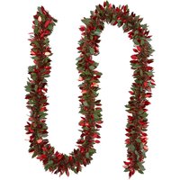 Holly Leaf Christmas Tree Tinsel Red Green - 2m 
Holly Leaf Christmas Tree Tinsel Red Green - 2m