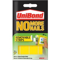 Unibond No More Nails Removable Strips - White - 10 piece x 20mm x 40mm
Unibond No More Nails Removable Strips - White - 10 piece x 20mm x 40mm