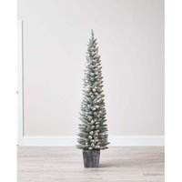 6ft Slim Flocked Pre-lit Potted Christmas Tree